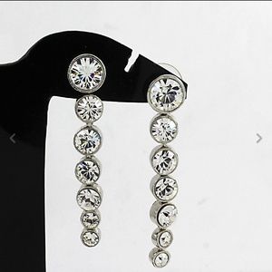 Suzanne Somers Silvertone Crystal Line Drop Earrin